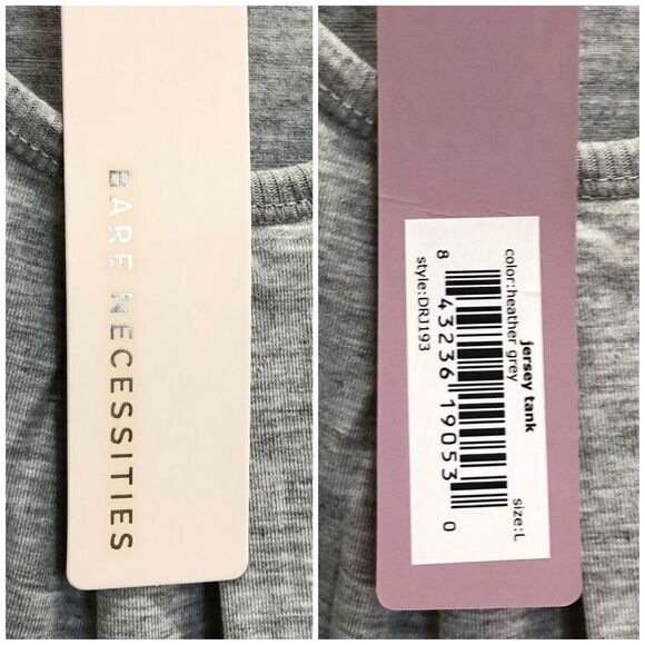 BARE NECESSITIES - NWT - L Sz L - Rouched Neck Jersey Tank Top in Heather Grey - Picture 7 of 7